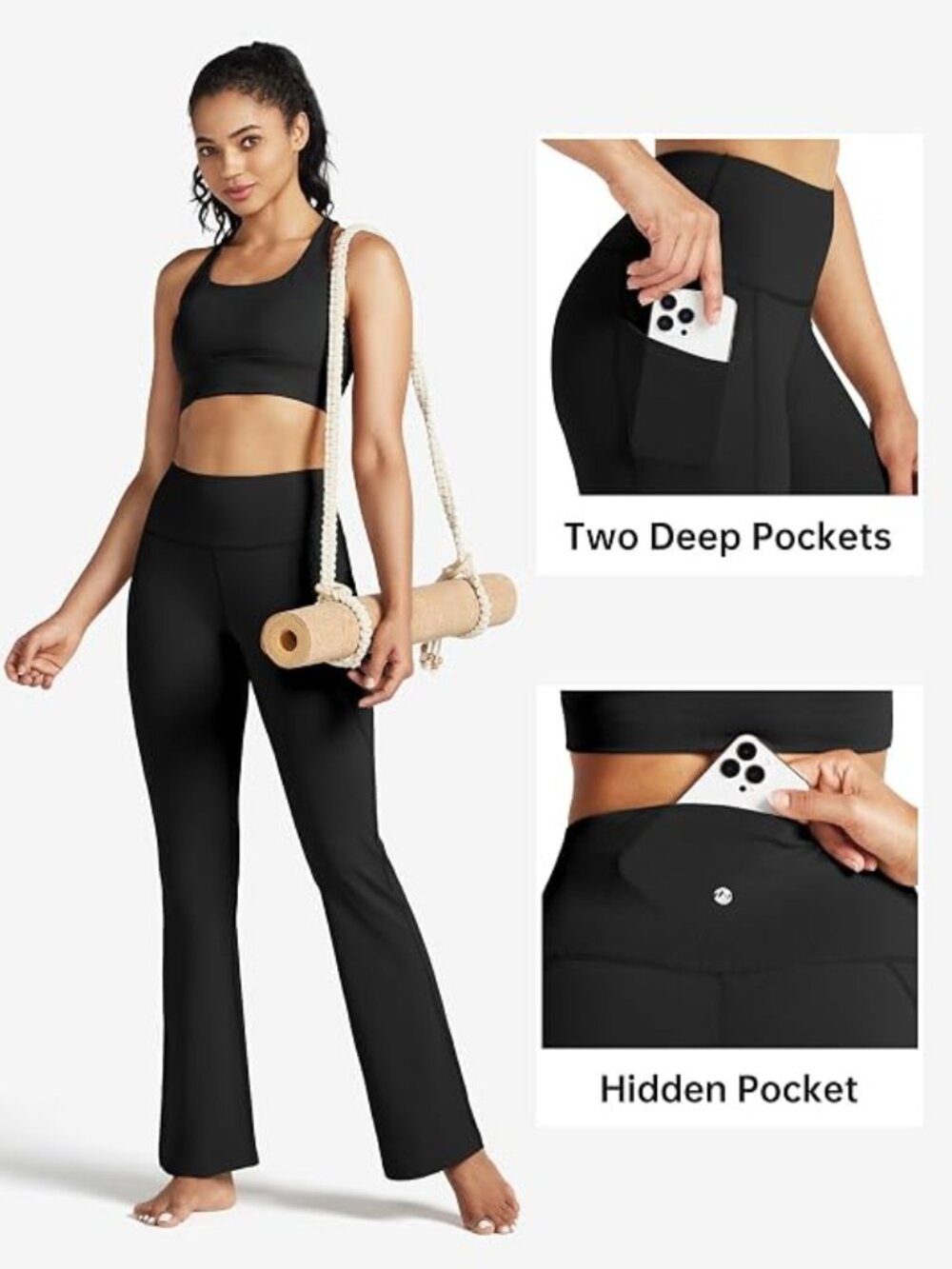 Willet Yoga Pants Flare Leggings Black Bootcut High Waist Tummy Control Size M